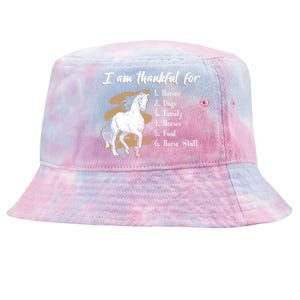 I Am Thankful For Horses Dogs Family Riding Horse Gift Tie-Dyed Bucket Hat