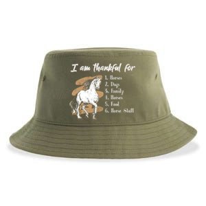 I Am Thankful For Horses Dogs Family Riding Horse Gift Sustainable Bucket Hat