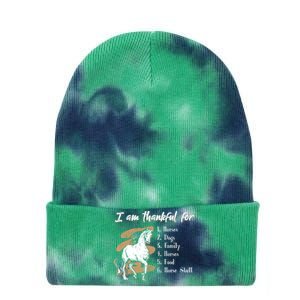 I Am Thankful For Horses Dogs Family Riding Horse Gift Tie Dye 12in Knit Beanie