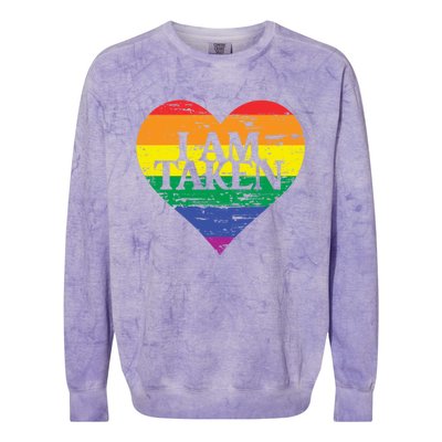 I Am Taken Lgbtq+ Flag Valentine´s Day Cute Lesbian Gift Colorblast Crewneck Sweatshirt