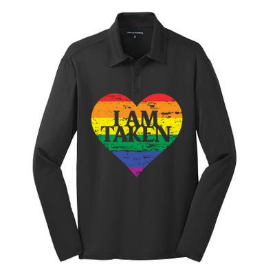 I Am Taken Lgbtq+ Flag Valentine´s Day Cute Lesbian Gift Silk Touch Performance Long Sleeve Polo