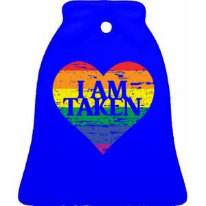 I Am Taken Lgbtq+ Flag Valentine´s Day Cute Lesbian Gift Ceramic Bell Ornament