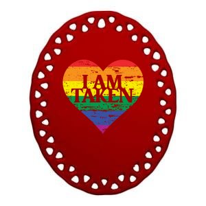 I Am Taken Lgbtq+ Flag Valentine´s Day Cute Lesbian Gift Ceramic Oval Ornament