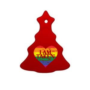 I Am Taken Lgbtq+ Flag Valentine´s Day Cute Lesbian Gift Ceramic Tree Ornament