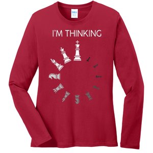 I Am Thinking Chess Pieces Im Thinking Chess Player Lover Ladies Long Sleeve Shirt