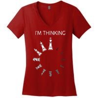 I Am Thinking Chess Pieces Im Thinking Chess Player Lover Women's V-Neck T-Shirt