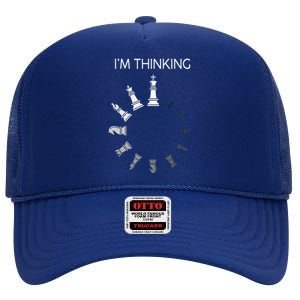 I Am Thinking Chess Pieces Im Thinking Chess Player Lover High Crown Mesh Back Trucker Hat