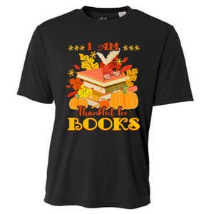 I Am Thankful For Books Fall Librarian Funny Thanksgiving Cooling Performance Crew T-Shirt