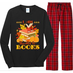 I Am Thankful For Books Fall Librarian Funny Thanksgiving Long Sleeve Pajama Set