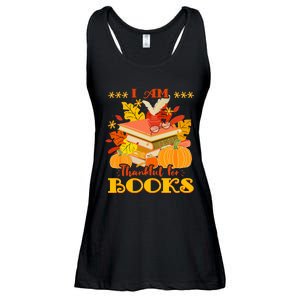 I Am Thankful For Books Fall Librarian Funny Thanksgiving Ladies Essential Flowy Tank