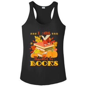 I Am Thankful For Books Fall Librarian Funny Thanksgiving Ladies PosiCharge Competitor Racerback Tank