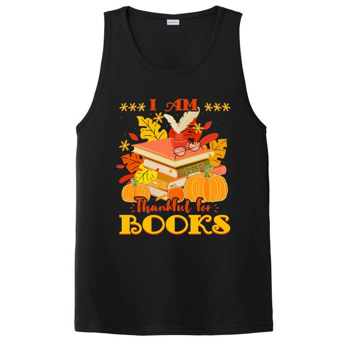 I Am Thankful For Books Fall Librarian Funny Thanksgiving PosiCharge Competitor Tank