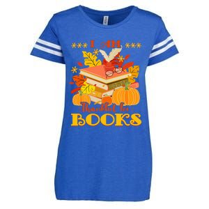 I Am Thankful For Books Fall Librarian Funny Thanksgiving Enza Ladies Jersey Football T-Shirt