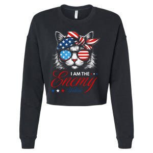 I Am The Enemy Within Cat Ladies Kamala Harris 2024 Merch Cropped Pullover Crew