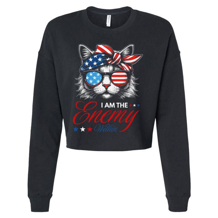 I Am The Enemy Within Cat Ladies Kamala Harris 2024 Merch Cropped Pullover Crew