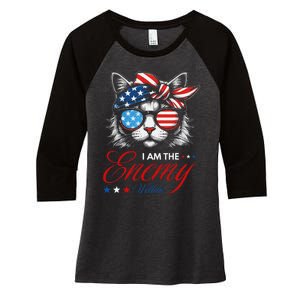 I Am The Enemy Within Cat Ladies Kamala Harris 2024 Merch Women's Tri-Blend 3/4-Sleeve Raglan Shirt