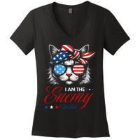 I Am The Enemy Within Cat Ladies Kamala Harris 2024 Merch Women's V-Neck T-Shirt