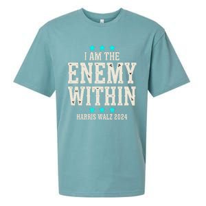 I Am The Enemy Within Harris Walz 2024 Sueded Cloud Jersey T-Shirt