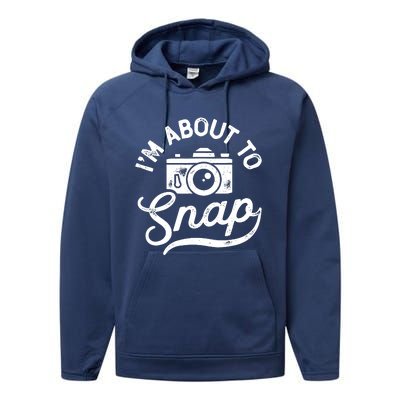 Im About To Snap Photography Photographer Camera Men Women Performance Fleece Hoodie