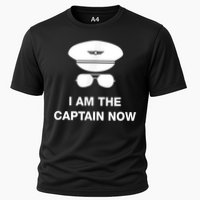 I Am The Captain Now Funny Pilot Cooling Performance Crew T-Shirt