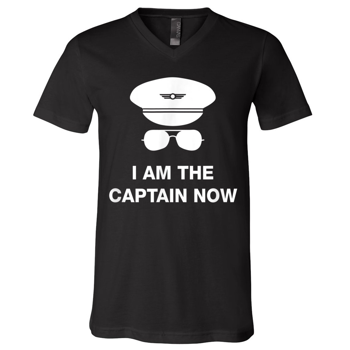 I Am The Captain Now Funny Pilot V-Neck T-Shirt