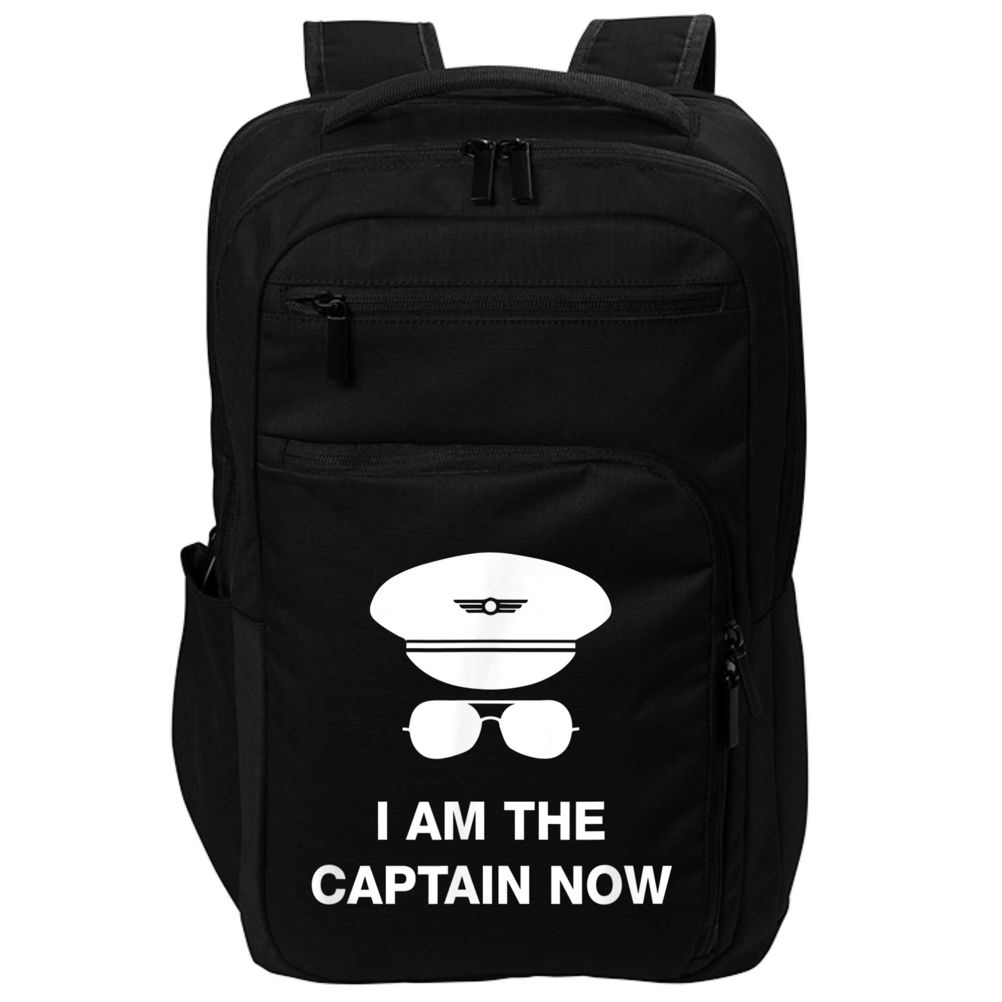 I Am The Captain Now Funny Pilot Impact Tech Backpack