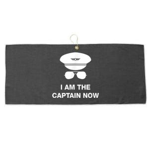 I Am The Captain Now Funny Pilot Large Microfiber Waffle Golf Towel