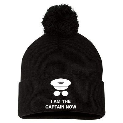 I Am The Captain Now Funny Pilot Pom Pom 12in Knit Beanie