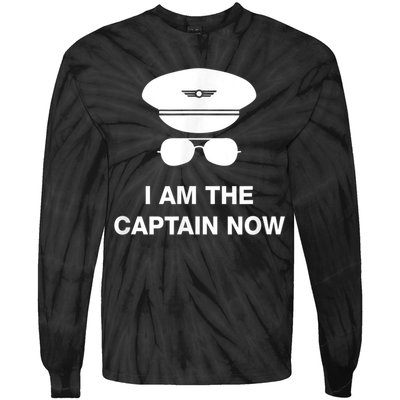 I Am The Captain Now Funny Pilot Tie-Dye Long Sleeve Shirt