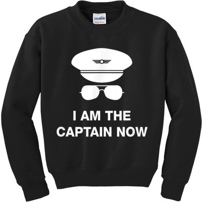 I Am The Captain Now Funny Pilot Kids Sweatshirt