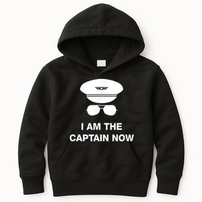 I Am The Captain Now Funny Pilot Kids Hoodie