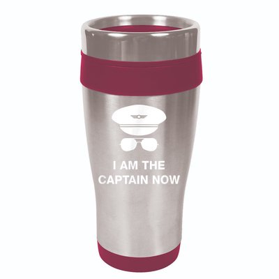 I Am The Captain Now Funny Pilot 16oz Travel Tumbler