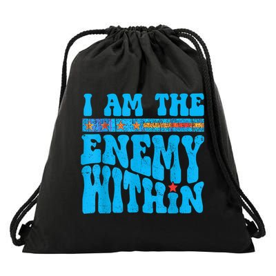 I Am The Enemy Within I Am The Enemy Within America Drawstring Bag