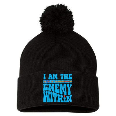 I Am The Enemy Within I Am The Enemy Within America Pom Pom 12in Knit Beanie