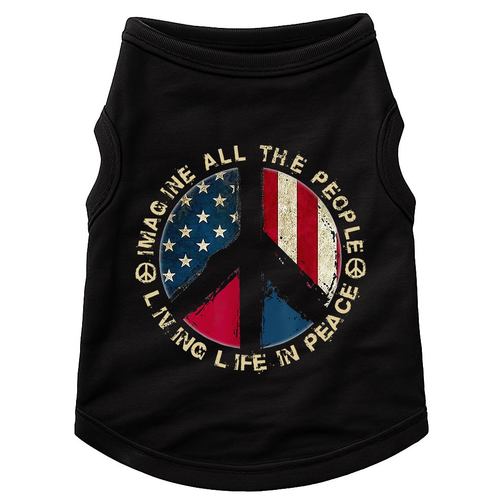 Imagine All The People Living Life In Peace Hippie Lover Doggie Tank