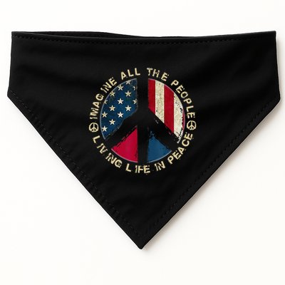 Imagine All The People Living Life In Peace Hippie Lover USA-Made Doggie Bandana