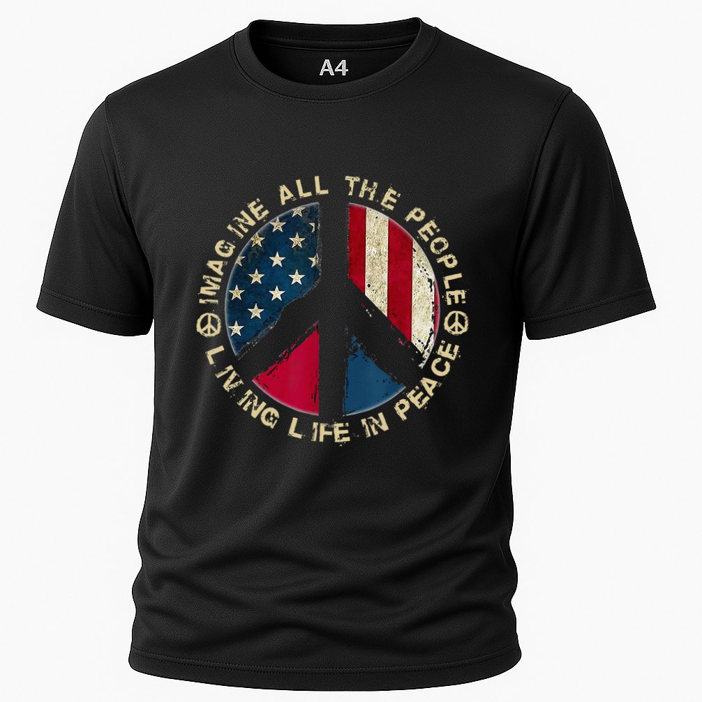 Imagine All The People Living Life In Peace Hippie Lover Cooling Performance Crew T-Shirt