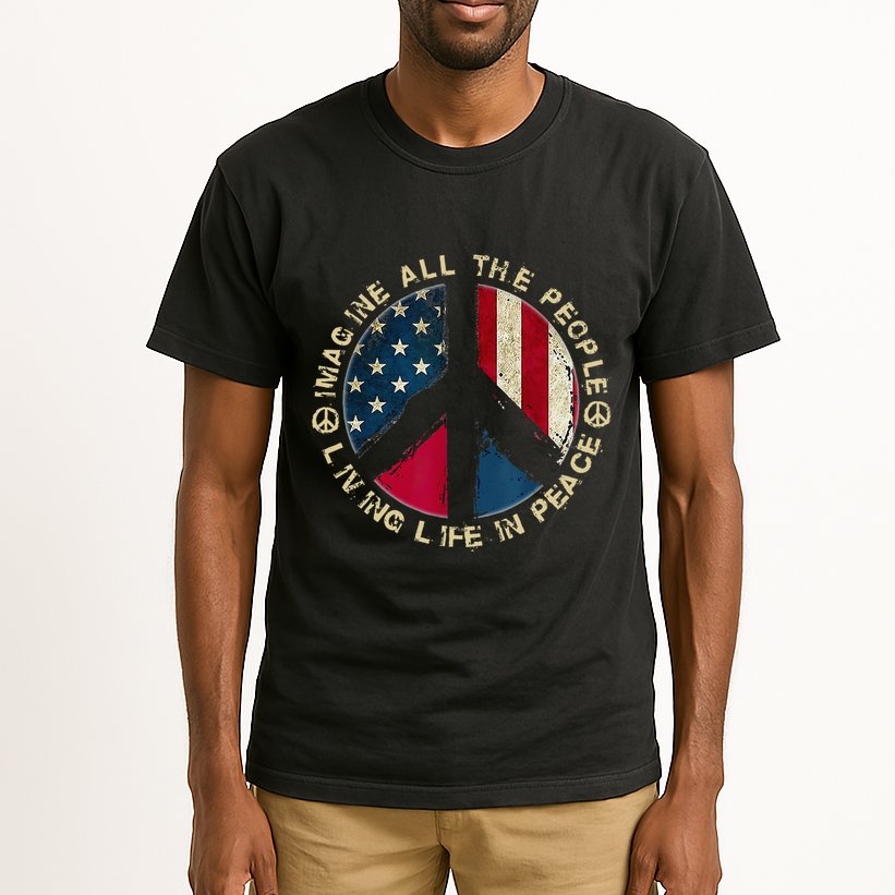 Imagine All The People Living Life In Peace Hippie Lover Tall T-Shirt