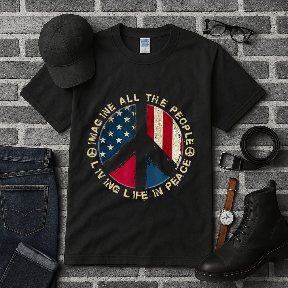 Imagine All The People Living Life In Peace Hippie Lover Tall T-Shirt