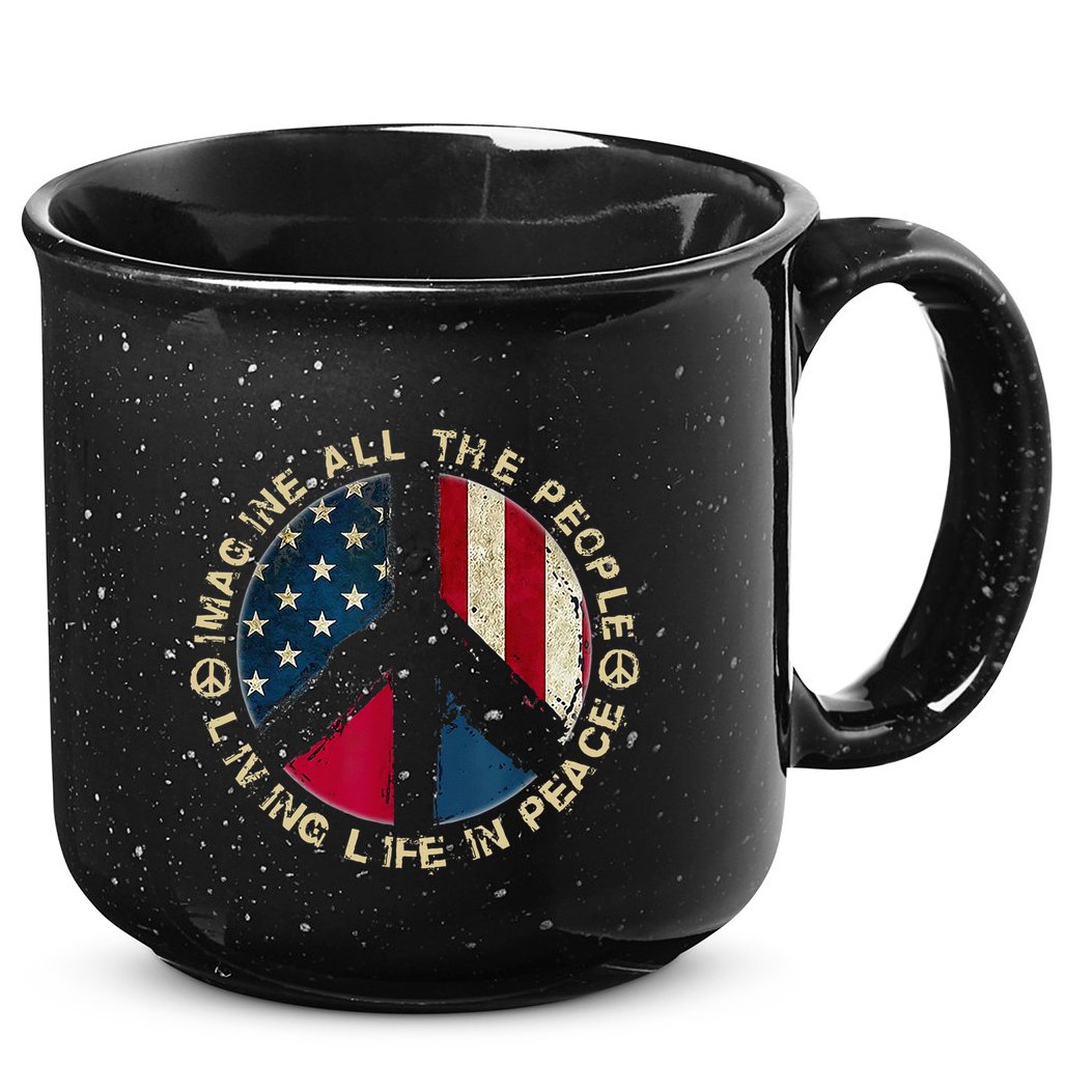 Imagine All The People Living Life In Peace Hippie Lover 15oz Campfire Ceramic Mug
