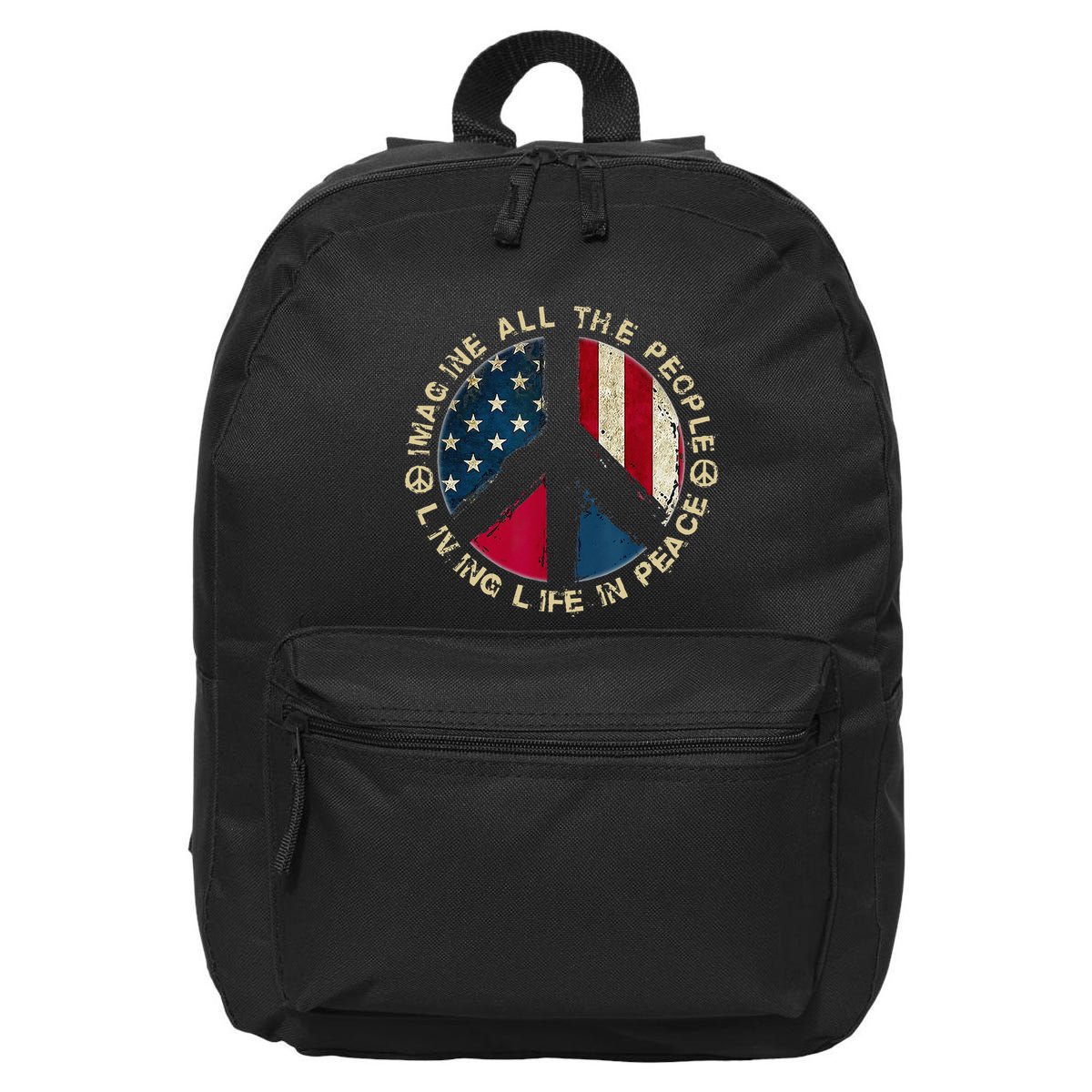 Imagine All The People Living Life In Peace Hippie Lover 16 in Basic Backpack