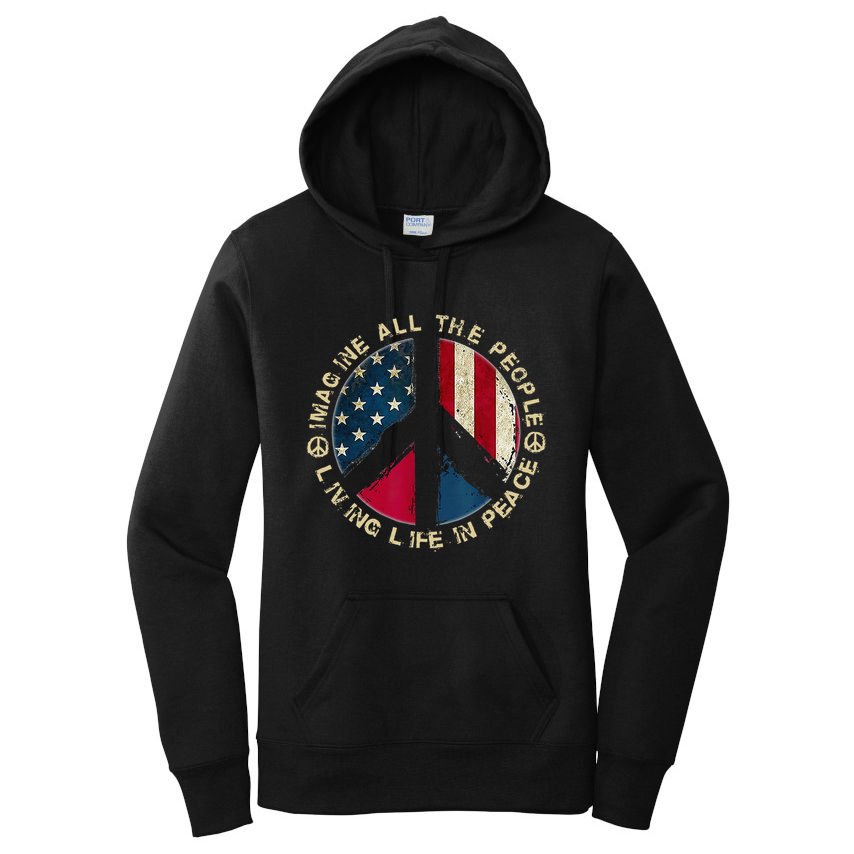 Imagine All The People Living Life In Peace Hippie Lover Women's Pullover Hoodie