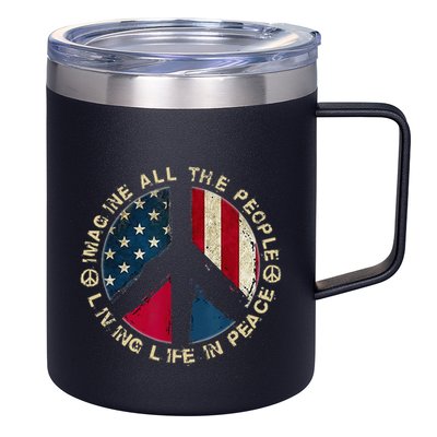 Imagine All The People Living Life In Peace Hippie Lover 12oz Stainless Steel Coffee Mug