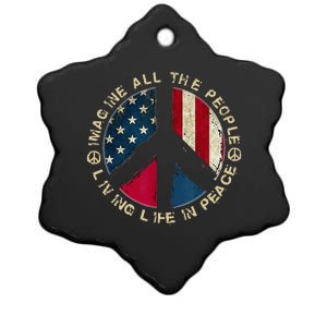 Imagine All The People Living Life In Peace Hippie Lover Ceramic Star Ornament