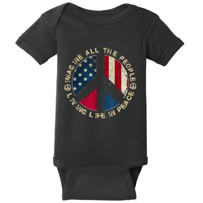 Imagine All The People Living Life In Peace Hippie Lover Baby Bodysuit