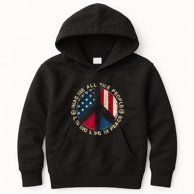 Imagine All The People Living Life In Peace Hippie Lover Kids Hoodie