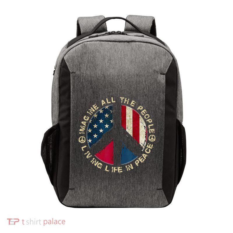 Imagine All The People Living Life In Peace Hippie Lover Vector Backpack