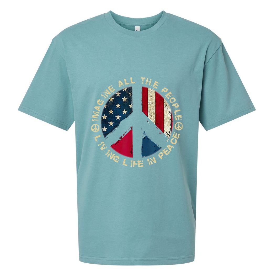 Imagine All The People Living Life In Peace Hippie Lover Sueded Cloud Jersey T-Shirt