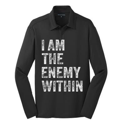 I Am The Enemy Within Silk Touch Performance Long Sleeve Polo