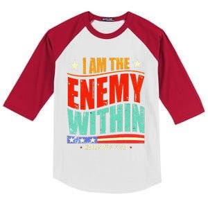 I Am The Enemy Within Harris Walz 2024 Merch Kids Colorblock Raglan Jersey